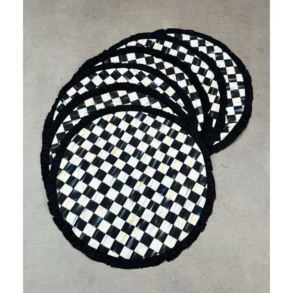 MacKenzie-Childs Other - Mackenzie Childs NWOT Courtly Check Ruffled Round Placemat Set of 6 Retail $360